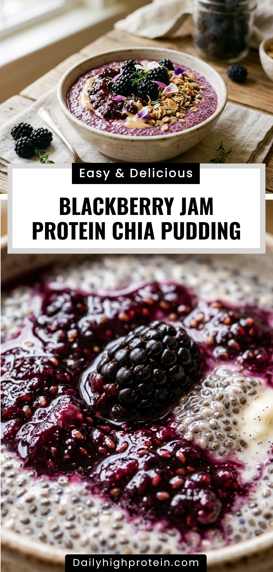 Blackberry Jam Protein Chia Pudding