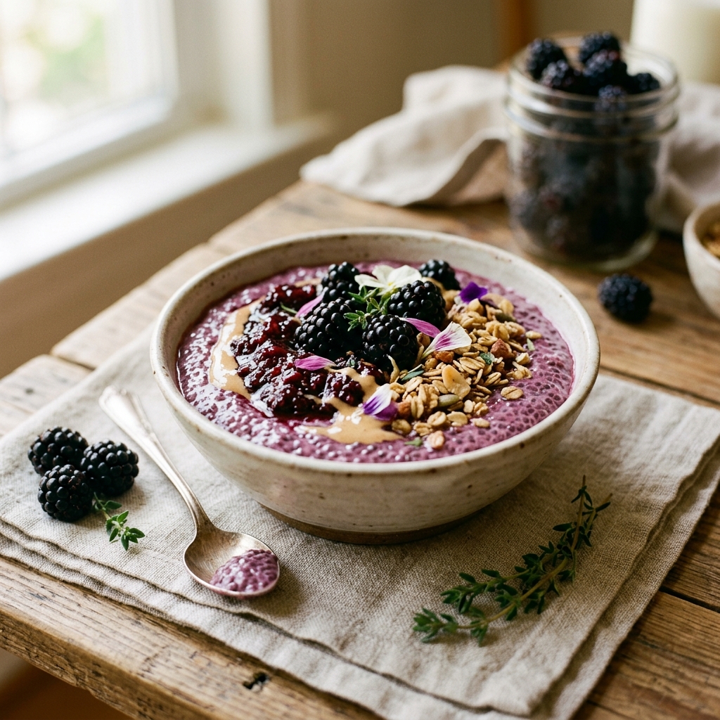 Blackberry Jam Protein Chia Pudding