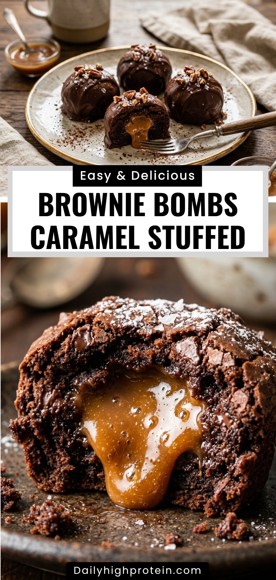 Brownie Bombs Caramel Stuffed