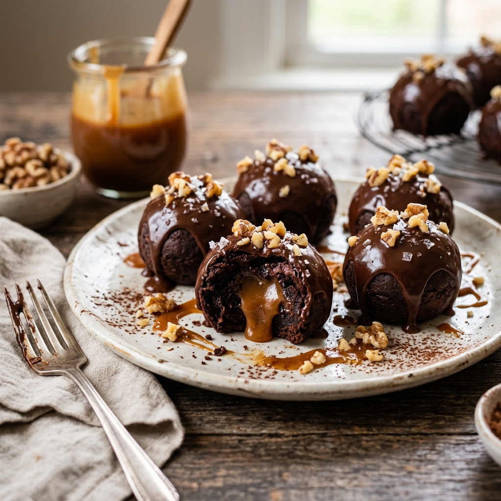 Brownie Bombs Caramel Stuffed