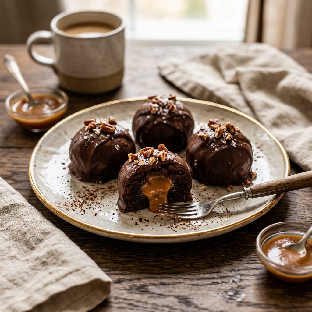 Brownie Bombs Caramel Stuffed