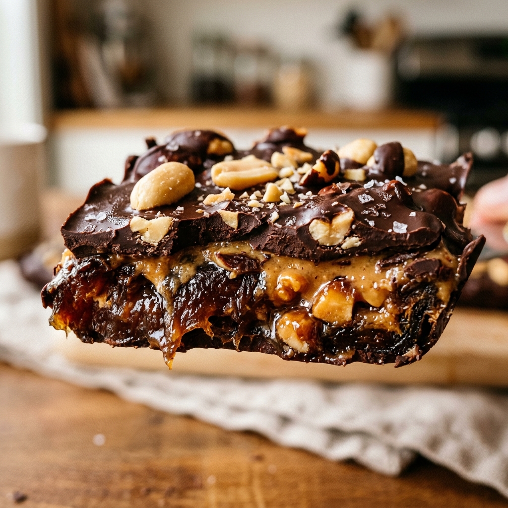 Date Bark Snickers Style No-Bake