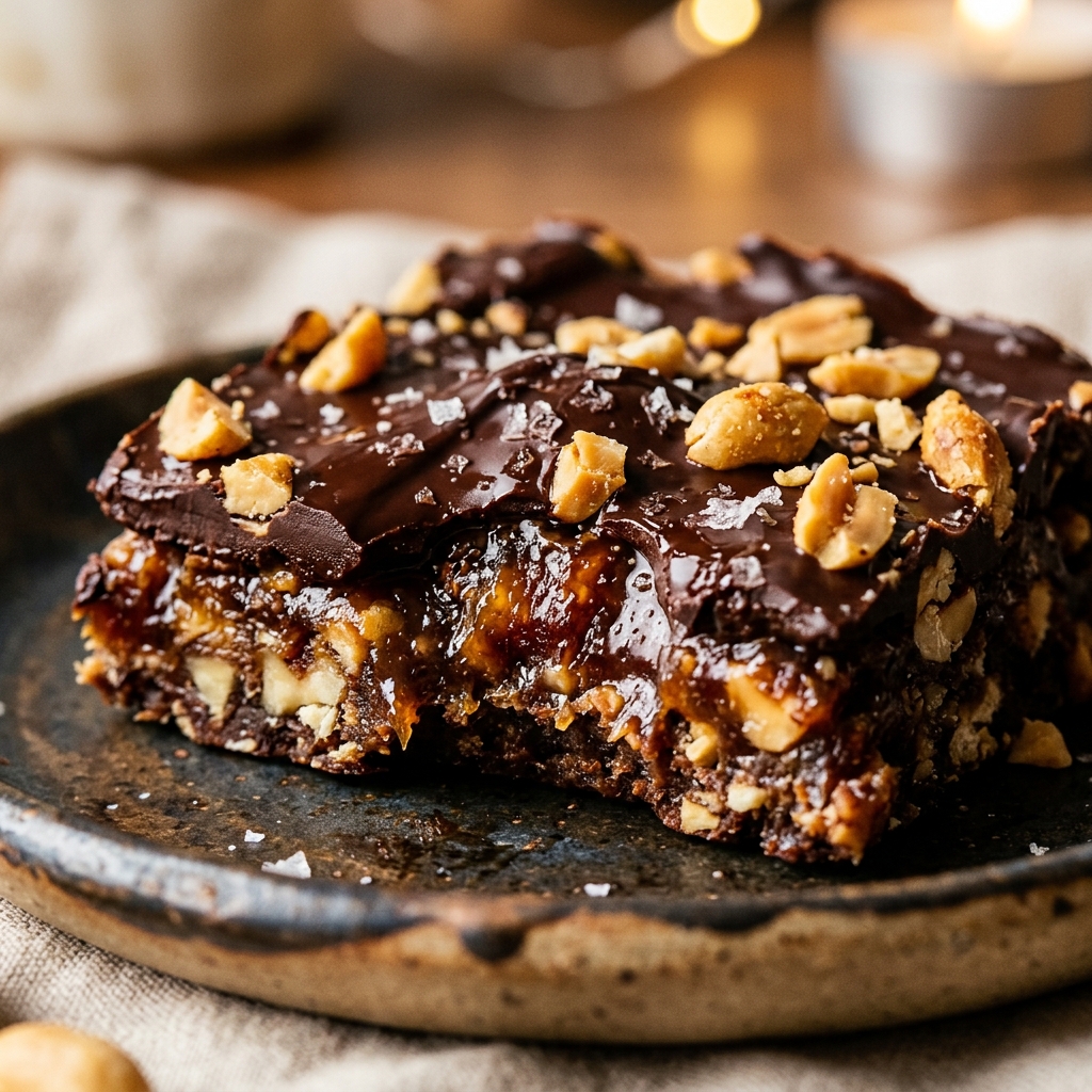 Date Bark Snickers Style No-Bake