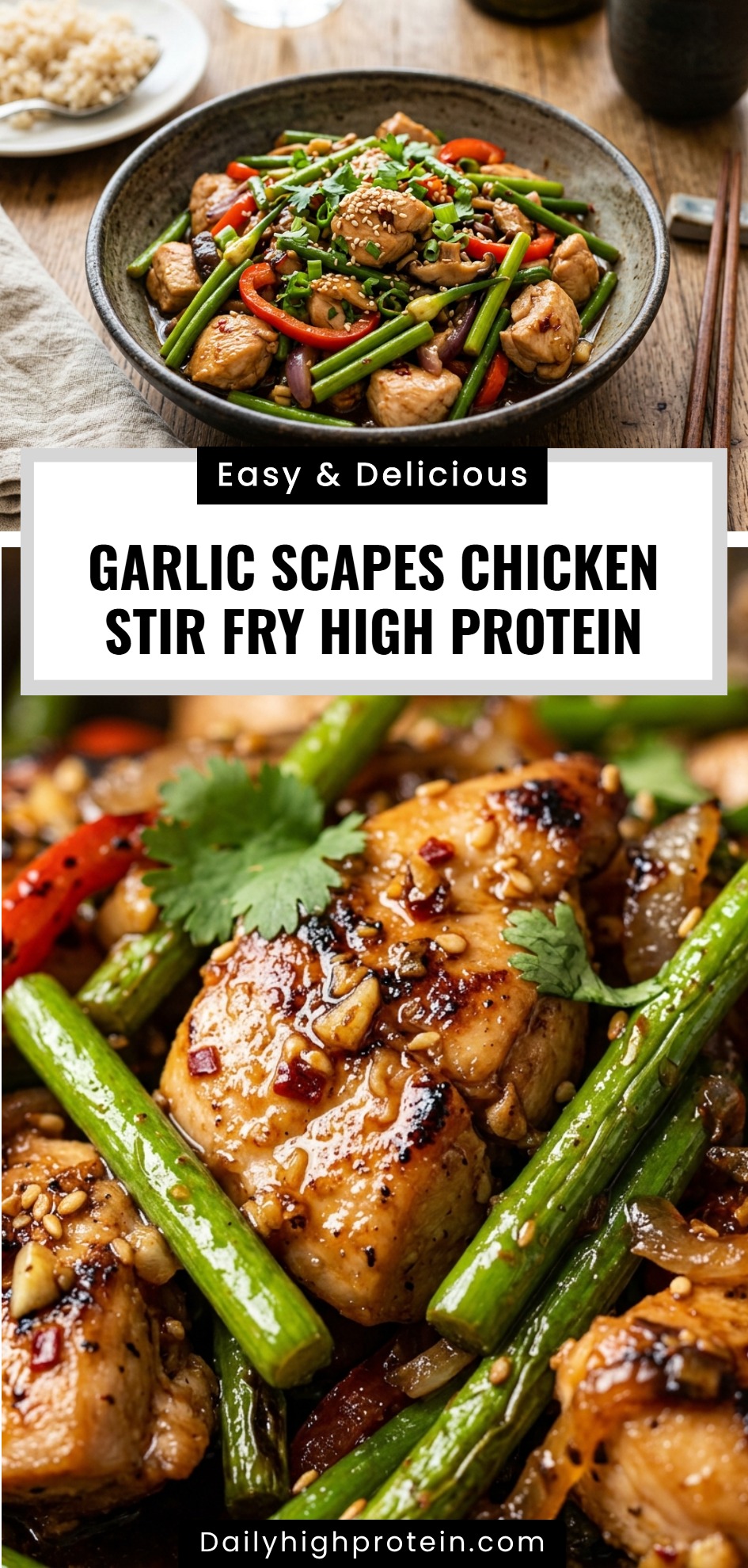 Garlic Scapes Chicken Stir Fry High Protein