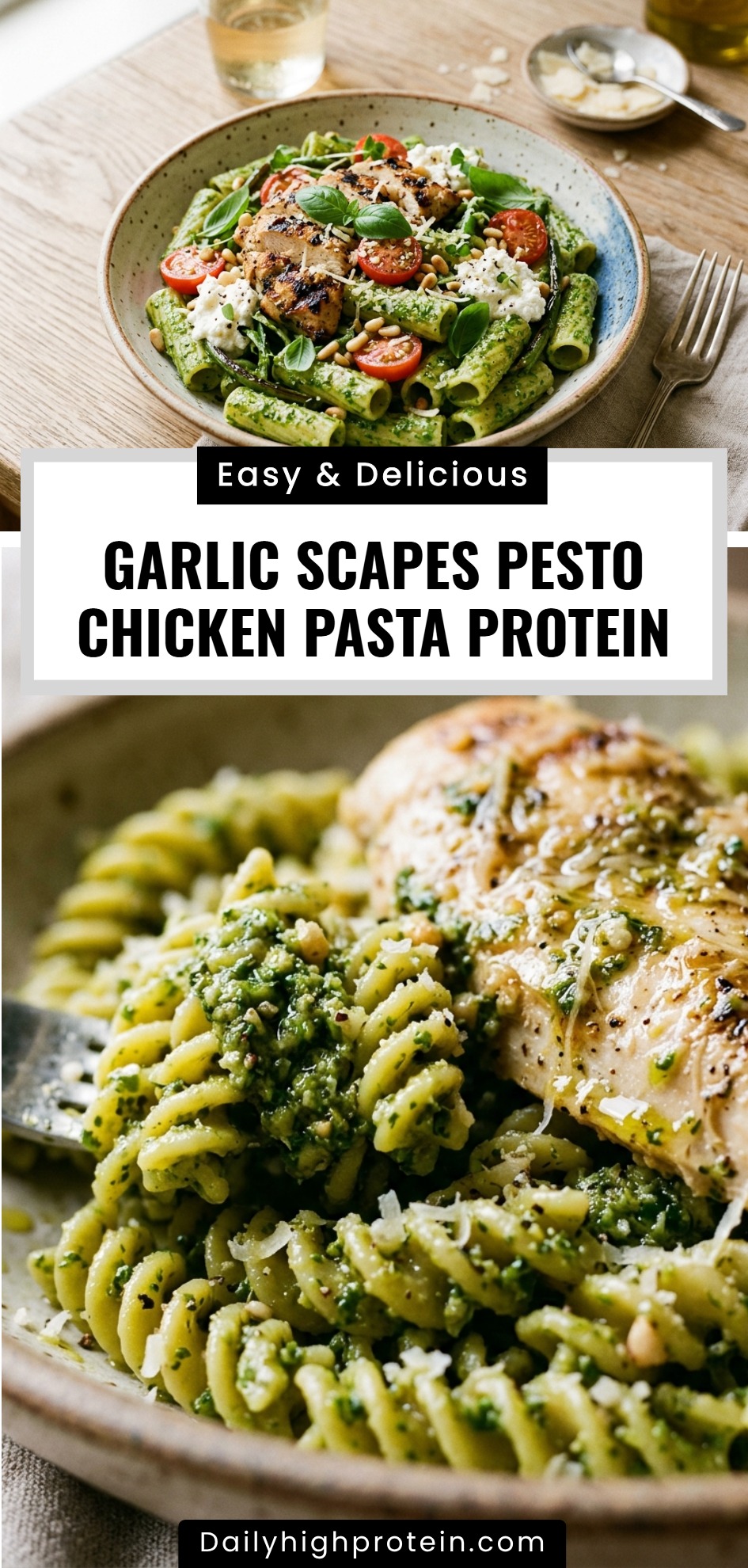 Garlic Scapes Pesto Chicken Pasta Protein