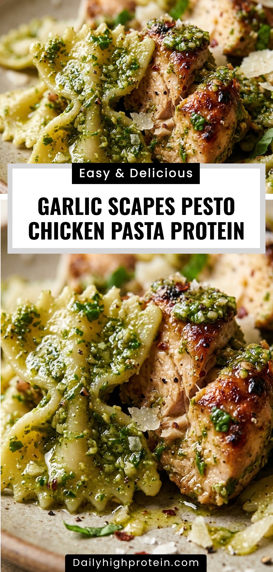Garlic Scapes Pesto Chicken Pasta Protein