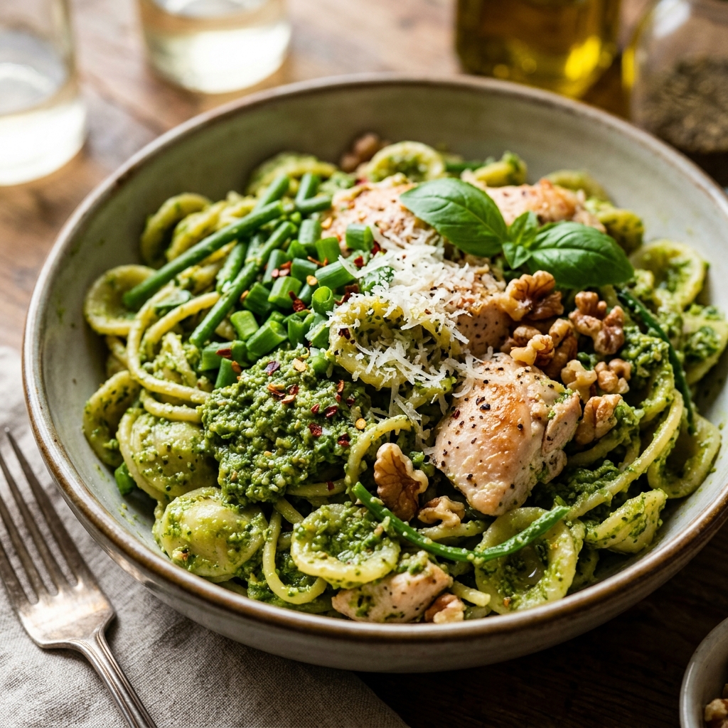Garlic Scapes Pesto Chicken Pasta Protein