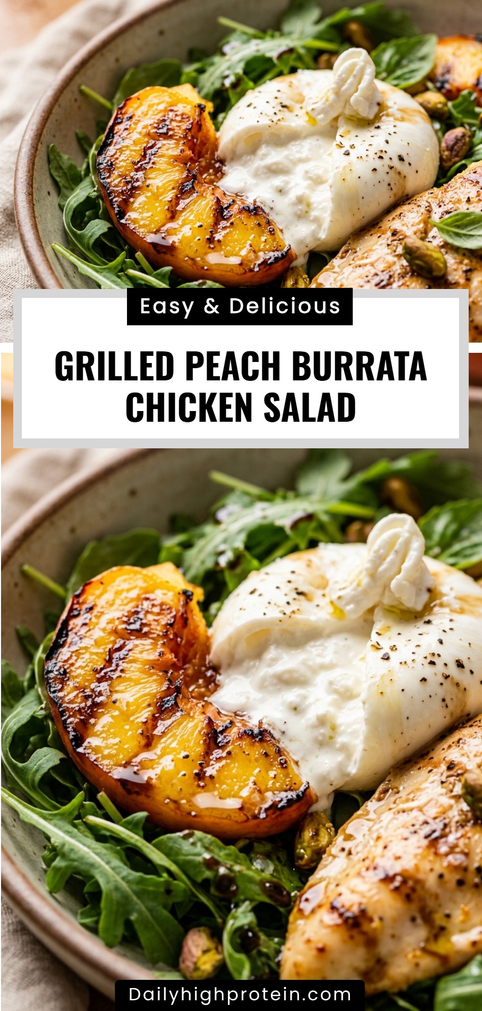 Grilled Peach Burrata Chicken Salad
