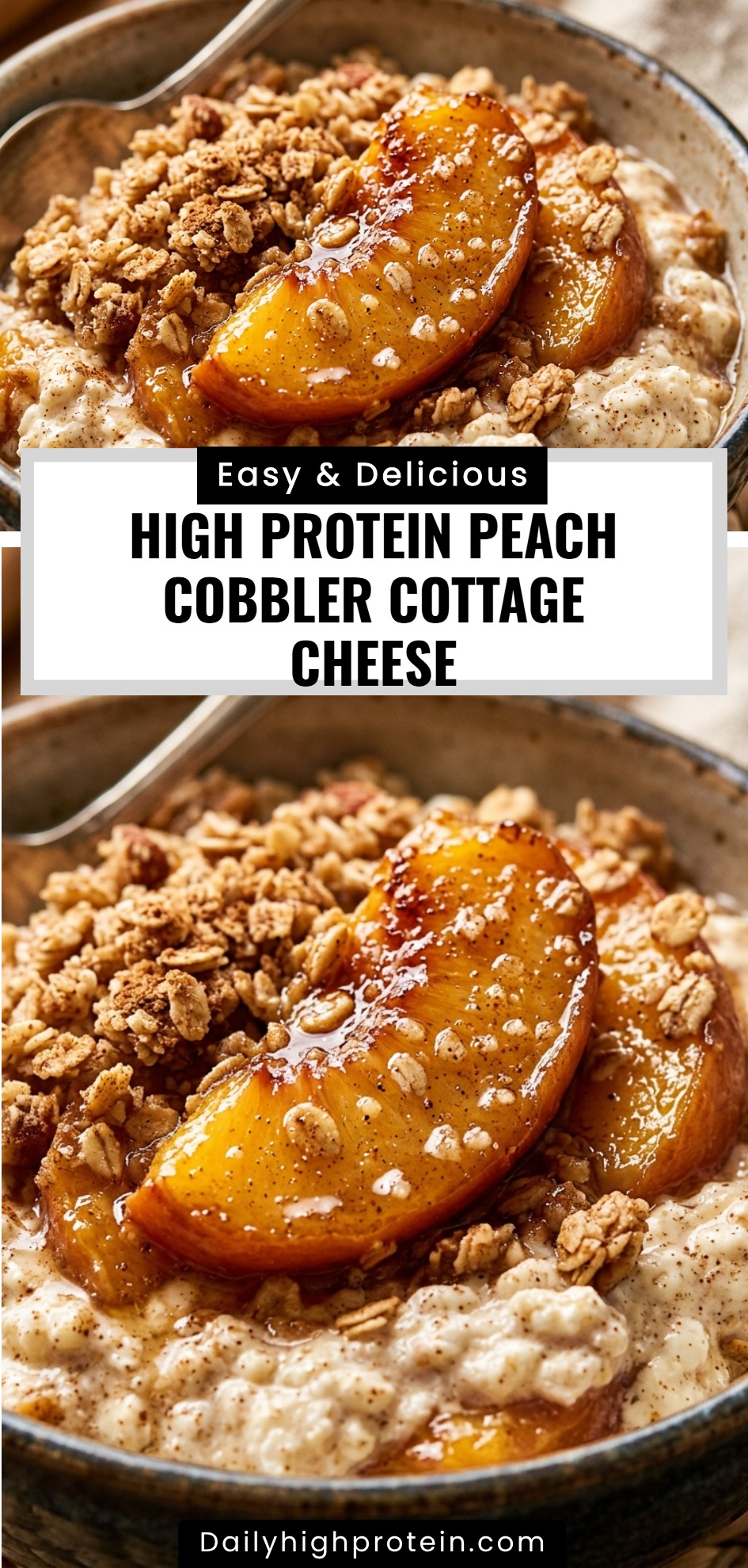 High Protein Peach Cobbler Cottage Cheese