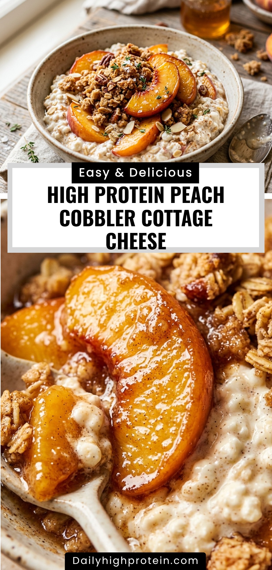 High Protein Peach Cobbler Cottage Cheese