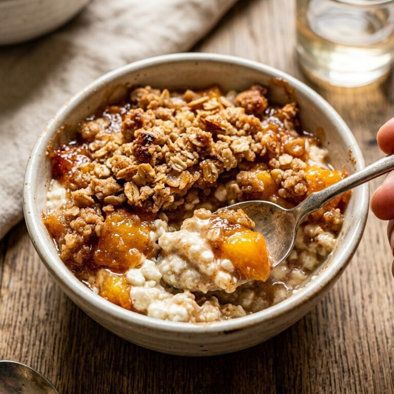 High Protein Peach Cobbler Cottage Cheese