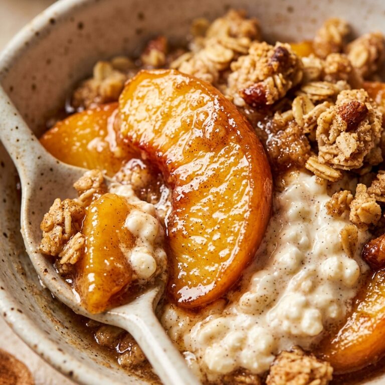 High Protein Peach Cobbler Cottage Cheese