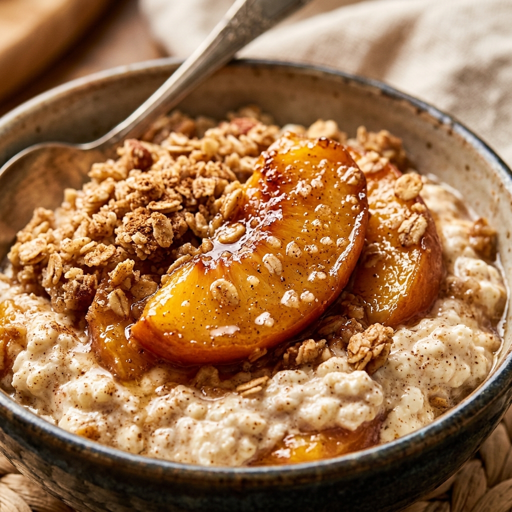 High Protein Peach Cobbler Cottage Cheese