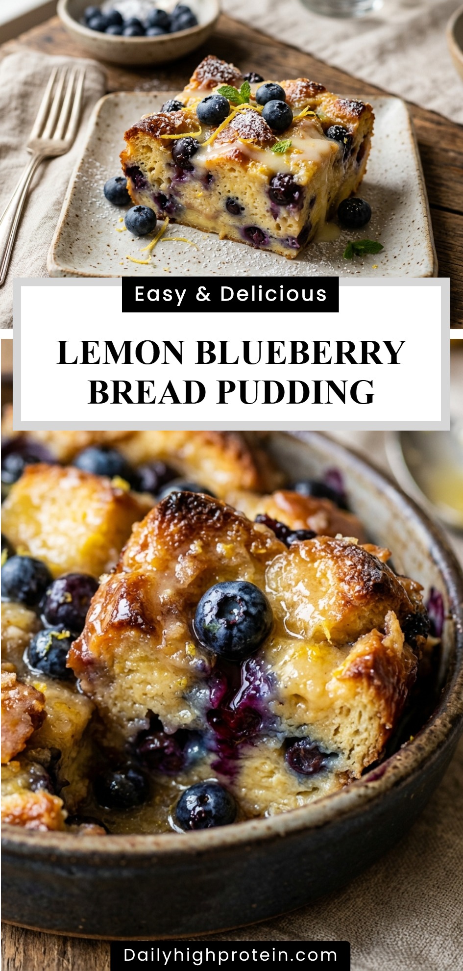 Lemon Blueberry Bread Pudding
