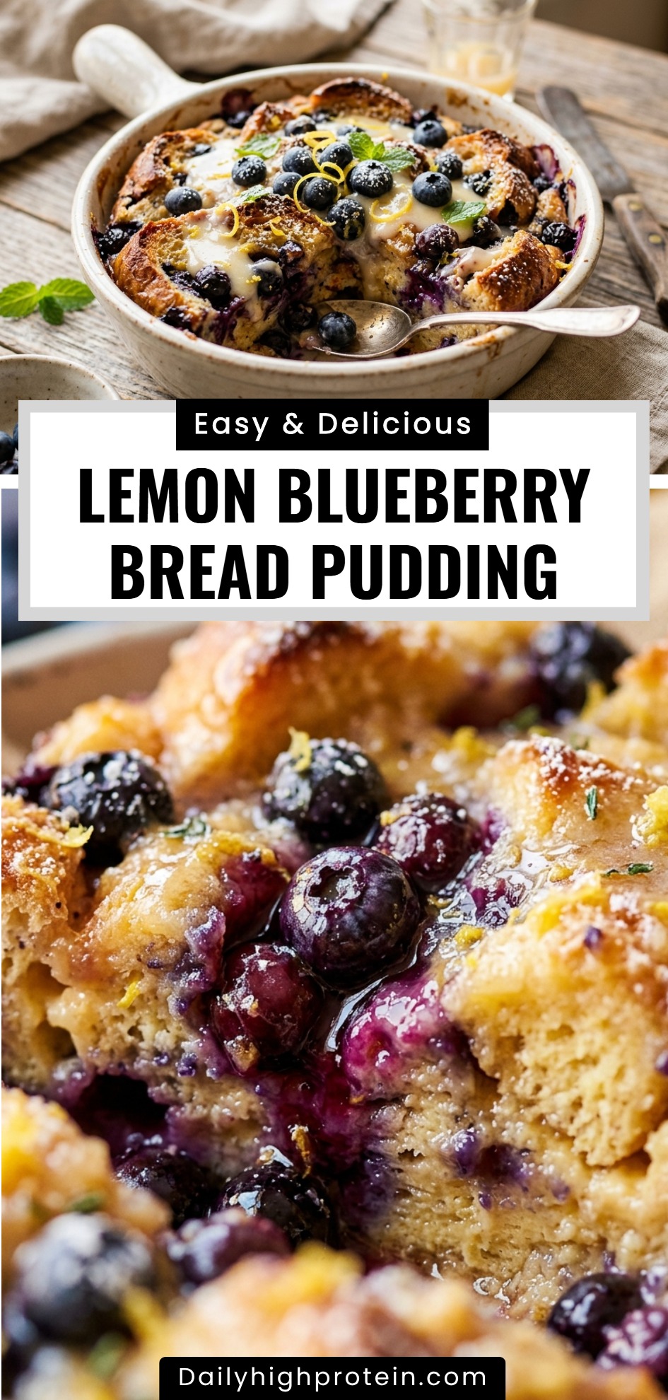 Lemon Blueberry Bread Pudding