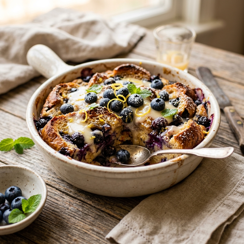 Lemon Blueberry Bread Pudding