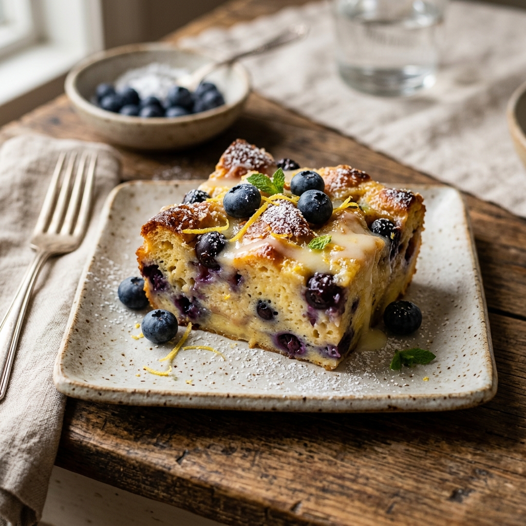 Lemon Blueberry Bread Pudding