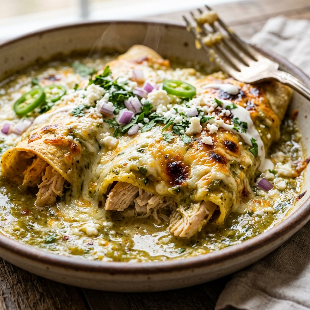 Chicken Enchiladas with Creamy Green Chile Sauce zoom