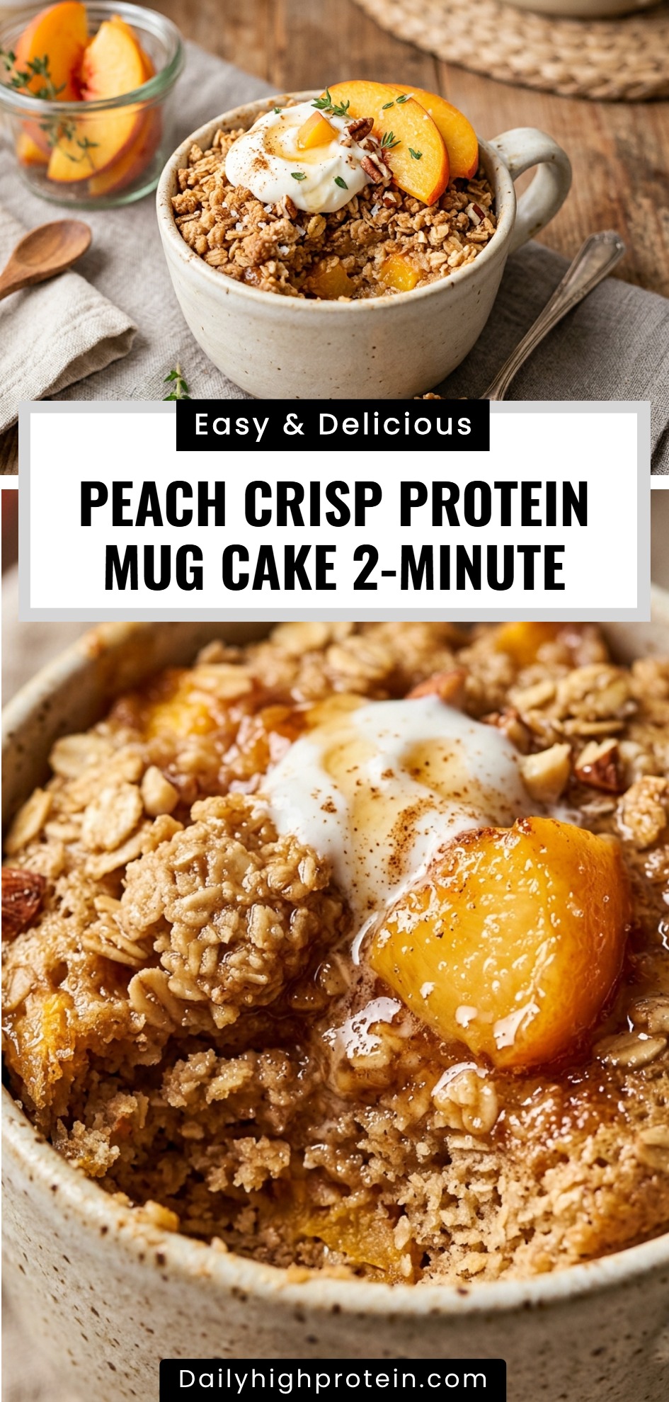 Peach Crisp Protein Mug Cake 2-Minute