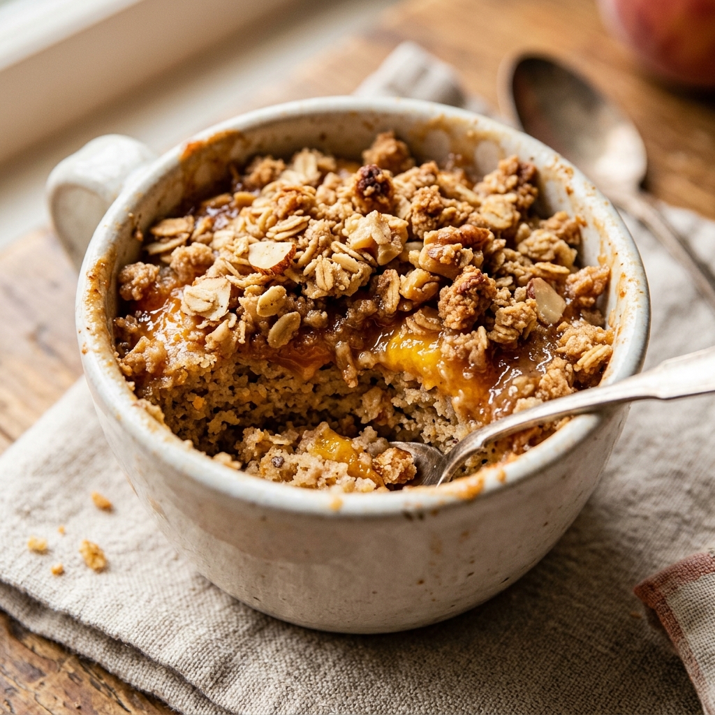 Peach Crisp Protein Mug Cake 2-Minute