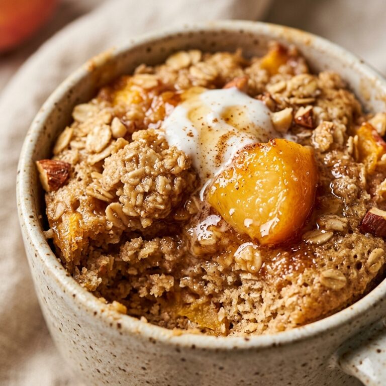 Peach Crisp Protein Mug Cake 2-Minute