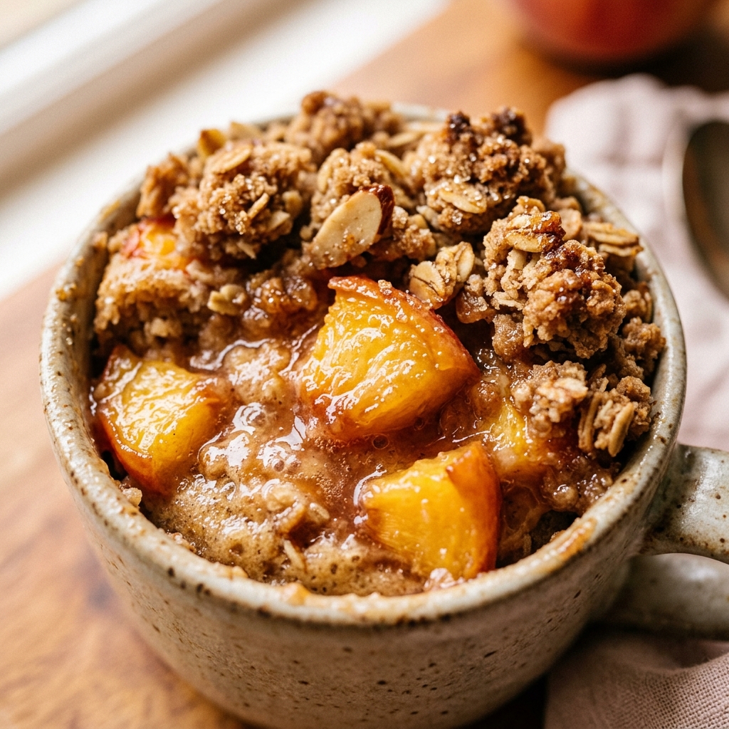 Peach Crisp Protein Mug Cake 2-Minute