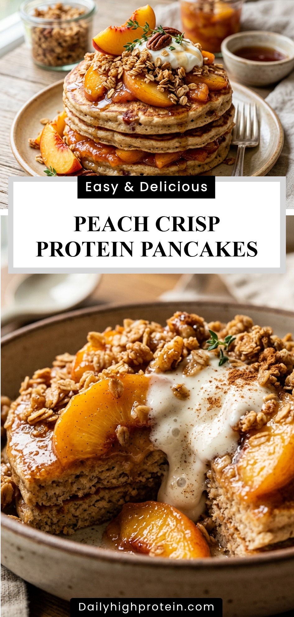 Peach Crisp Protein Pancakes