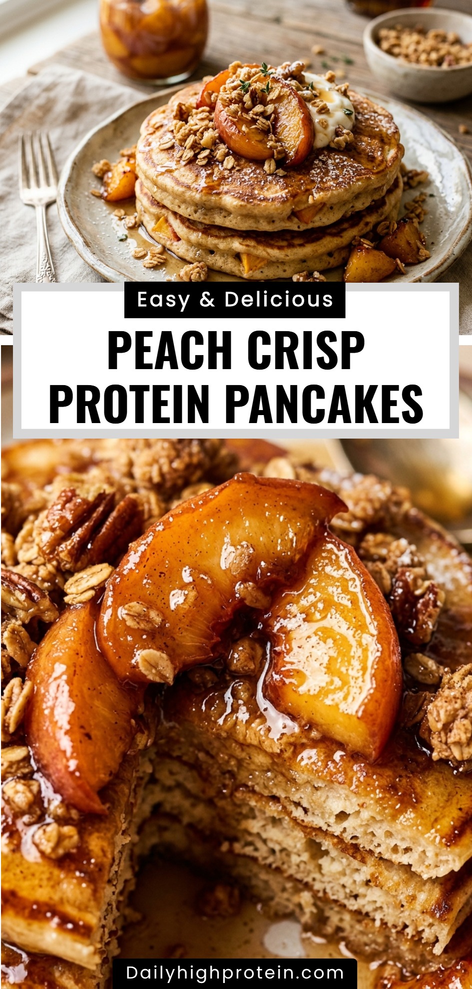 Peach Crisp Protein Pancakes