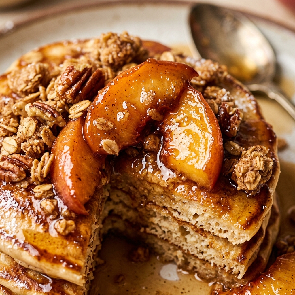 Peach Crisp Protein Pancakes
