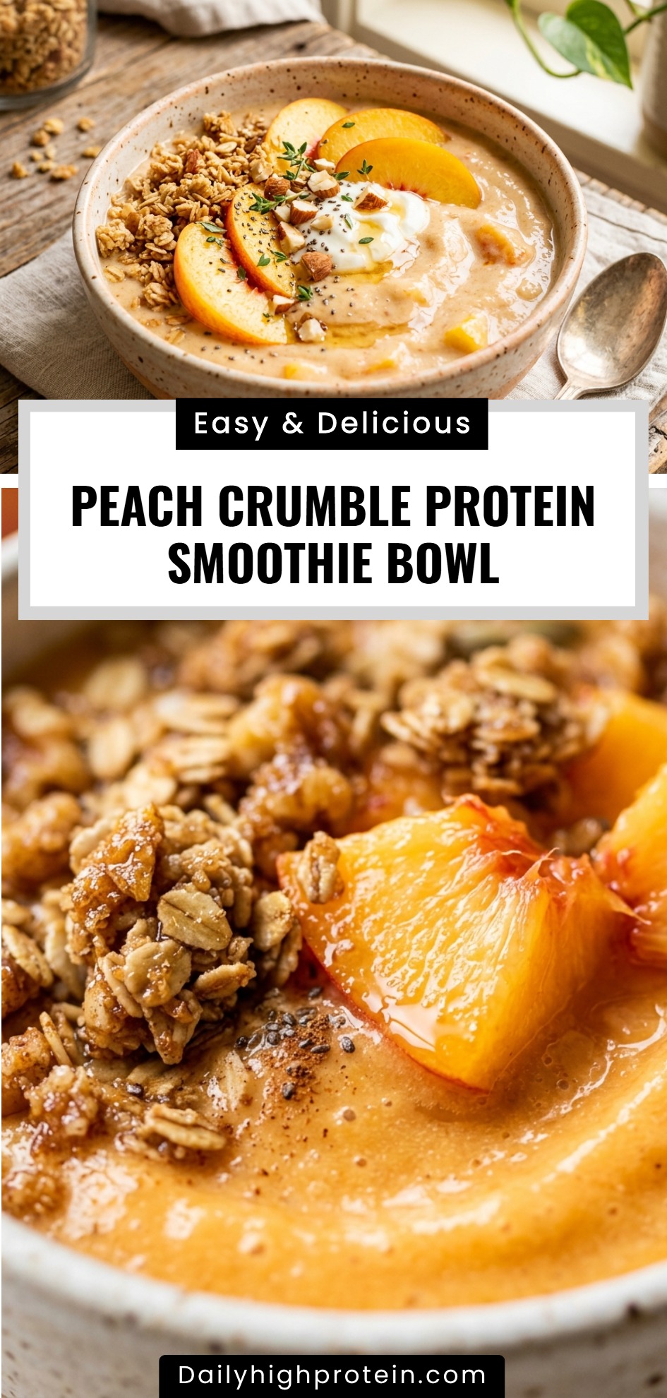 Peach Crumble Protein Smoothie Bowl