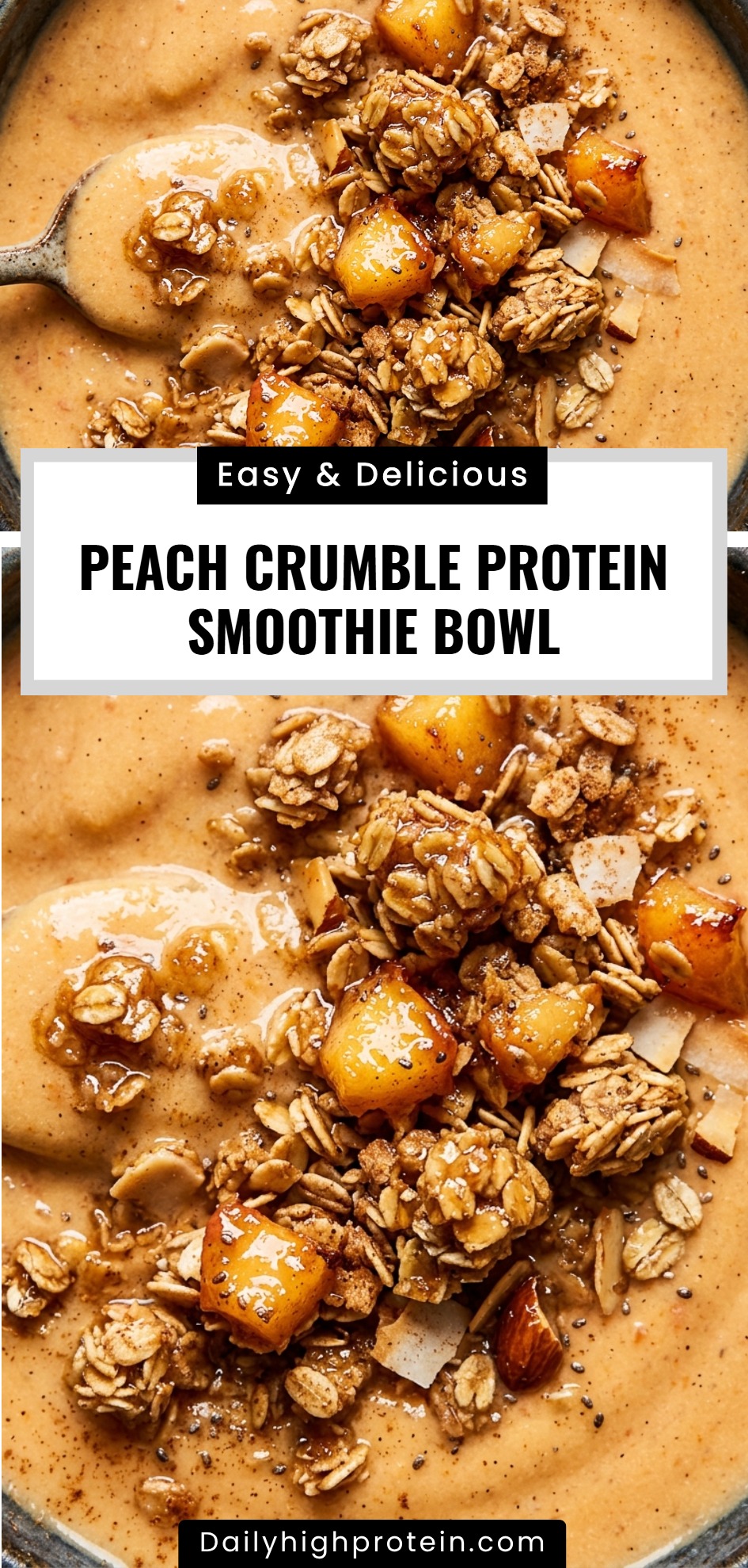 Peach Crumble Protein Smoothie Bowl