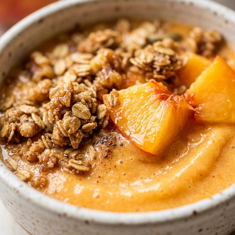 Peach Crumble Protein Smoothie Bowl