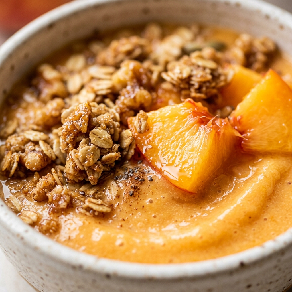 Peach Crumble Protein Smoothie Bowl
