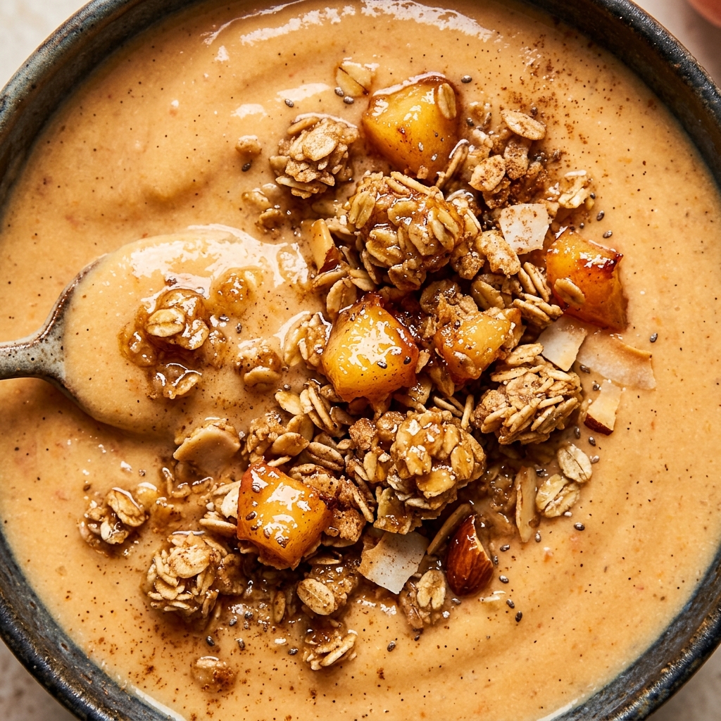 Peach Crumble Protein Smoothie Bowl