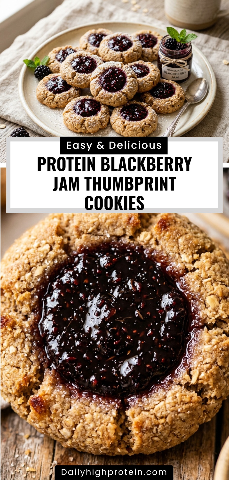 Protein Blackberry Jam Thumbprint Cookies