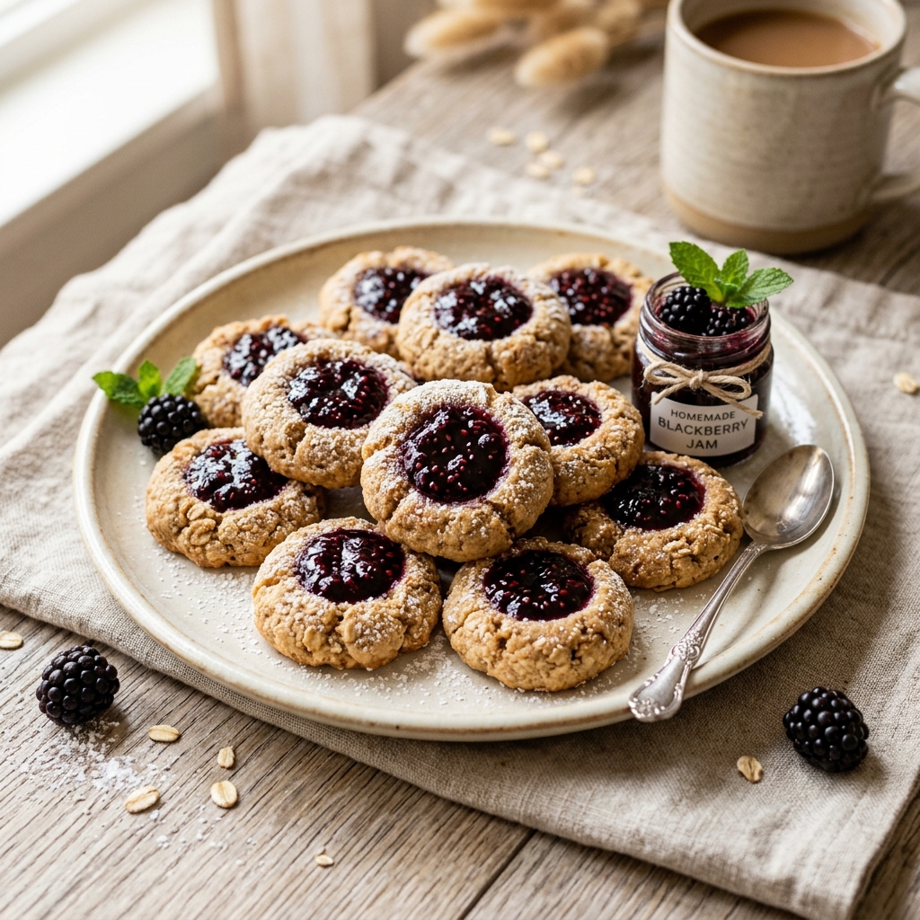 Protein Blackberry Jam Thumbprint Cookies