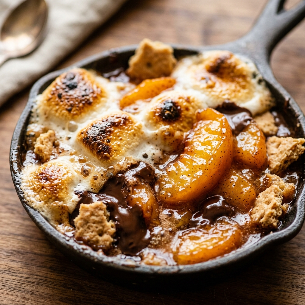 Skillet Peach S'mores Dip