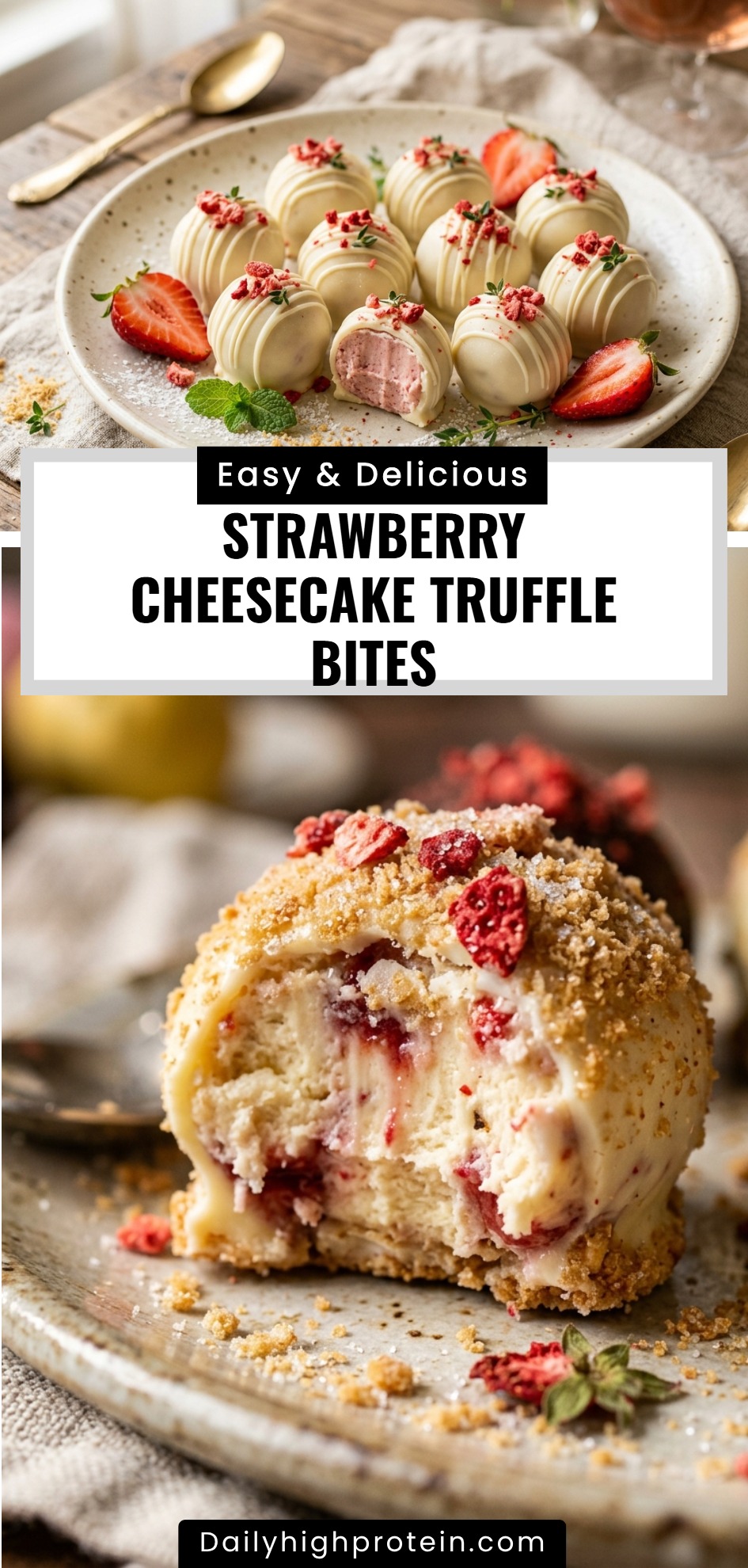 Strawberry Cheesecake Truffle Bites