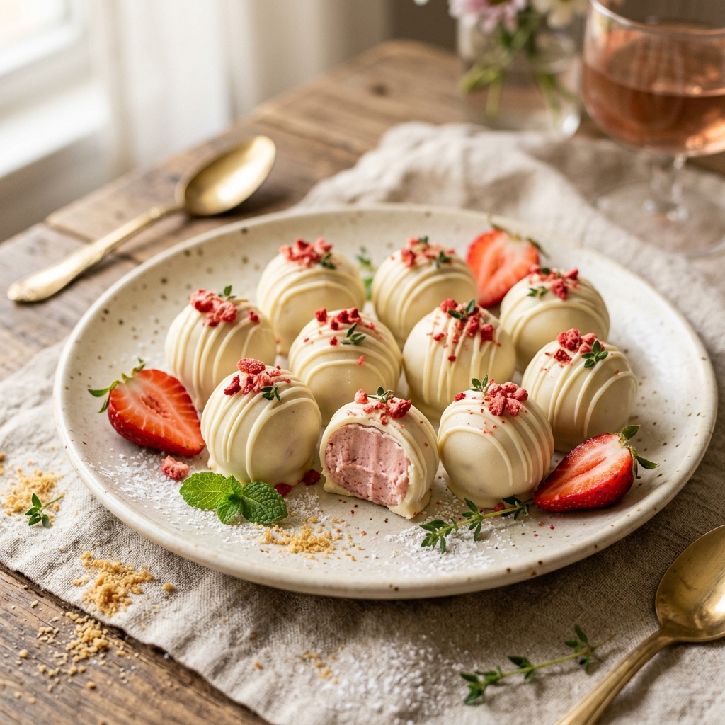 Strawberry Cheesecake Truffle Bites